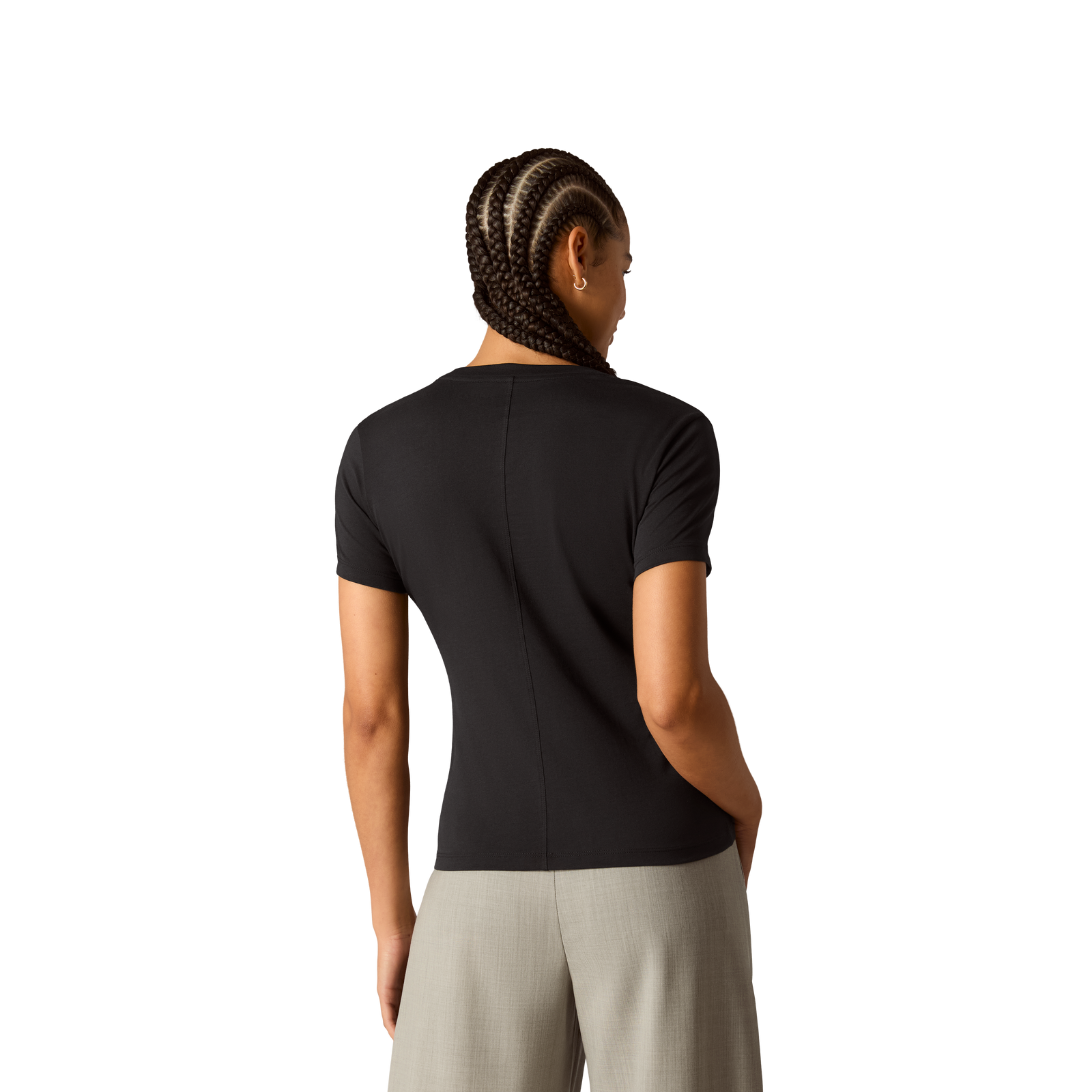 Pima Cotton Slim Crew Neck T-Shirt - Black WO4 [8528]