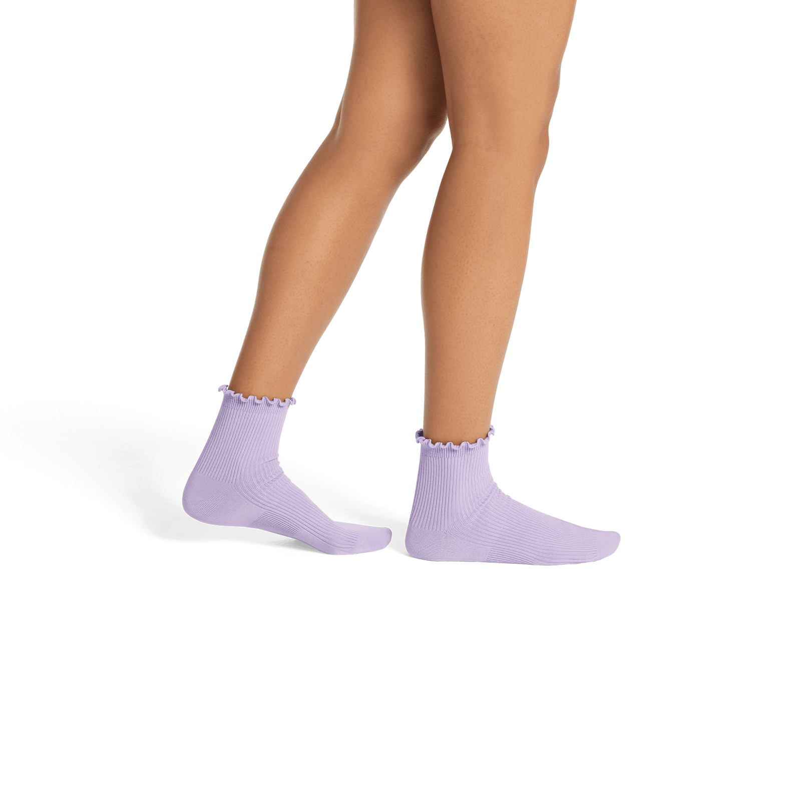 Women's Frilly Rib Quarter Socks - Pastel Lavender WO2 [8562]