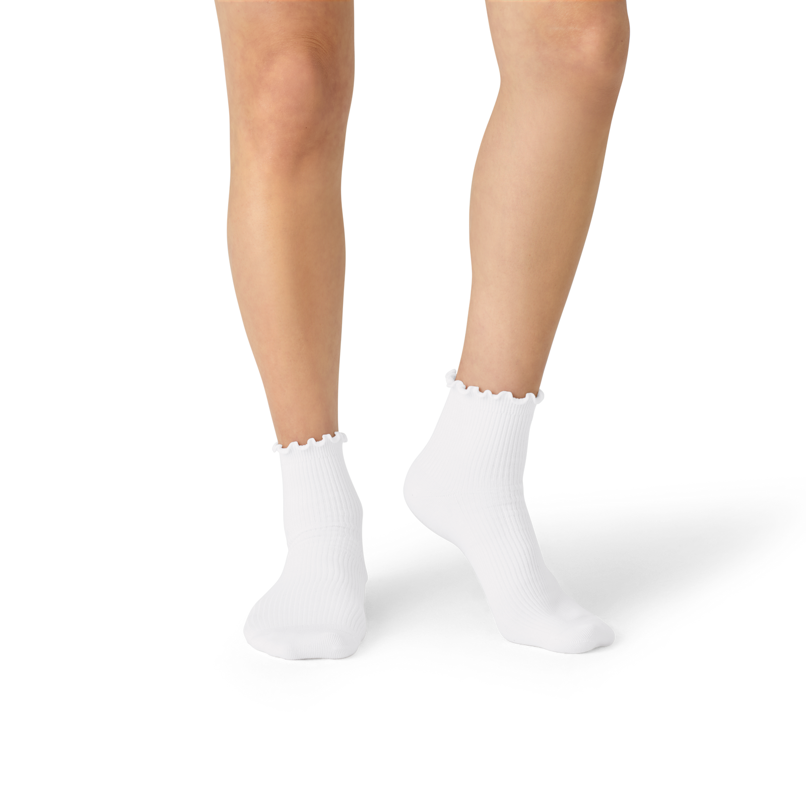 Frilly Rib Quarter Socks - White WO1 [8562]