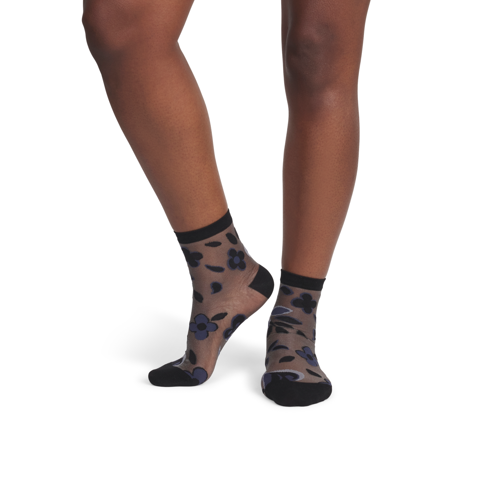 Sheer Garden Party Quarter Socks - Black WO1 [8592]