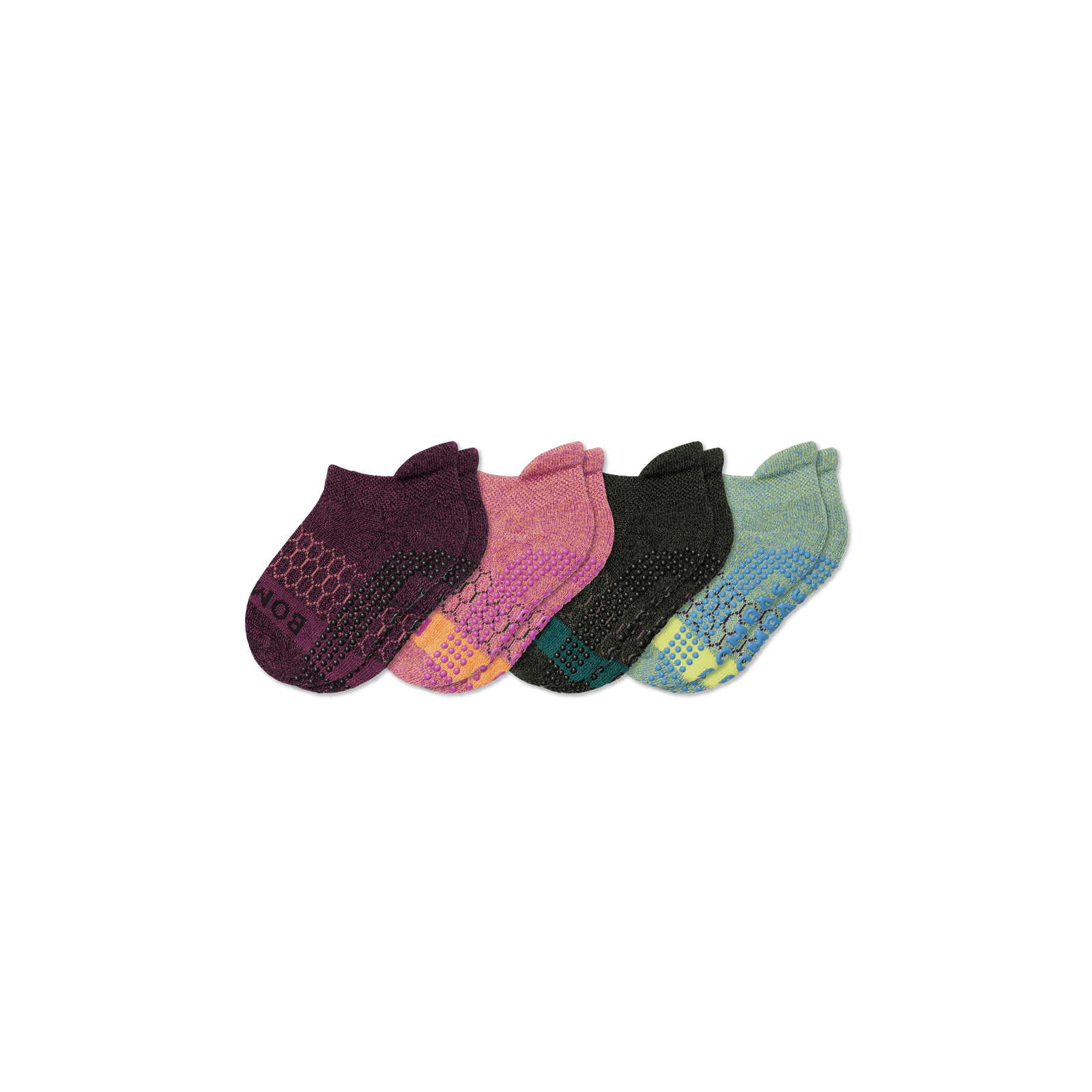 Toddler Marl Gripper Ankle Sock 4-Pack - Peach Plum Mix L [8774]