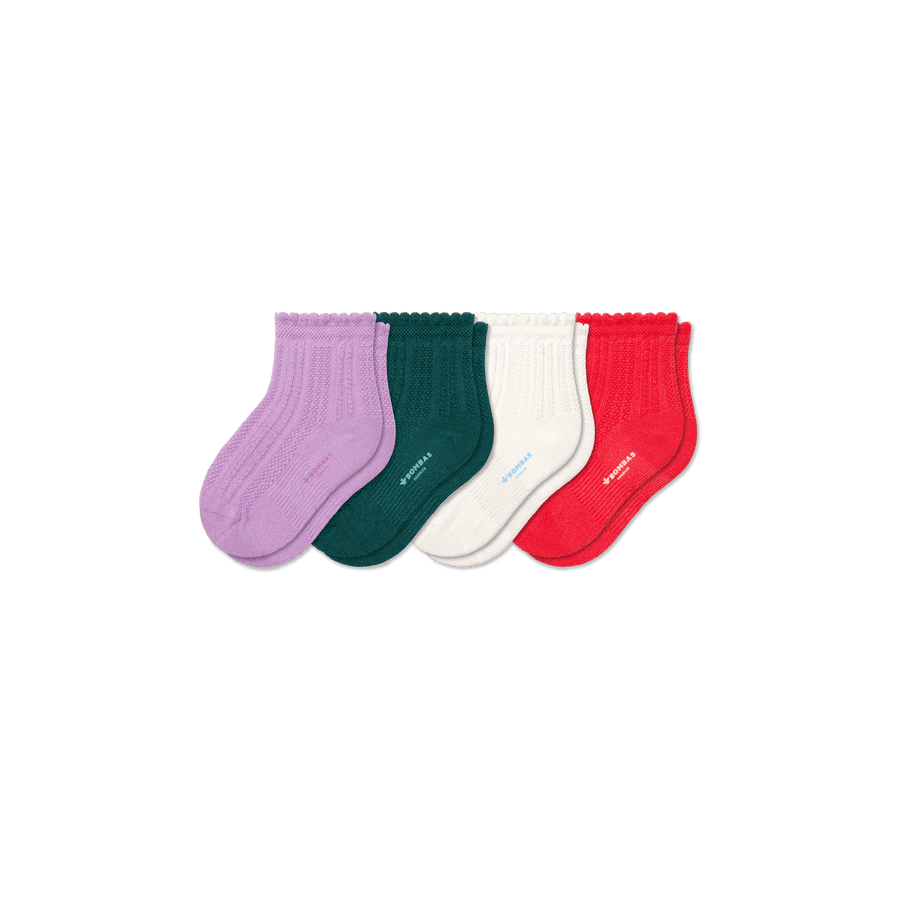 Toddler Pointelle Calf Sock 4-Pack - Outdoor Travel Support