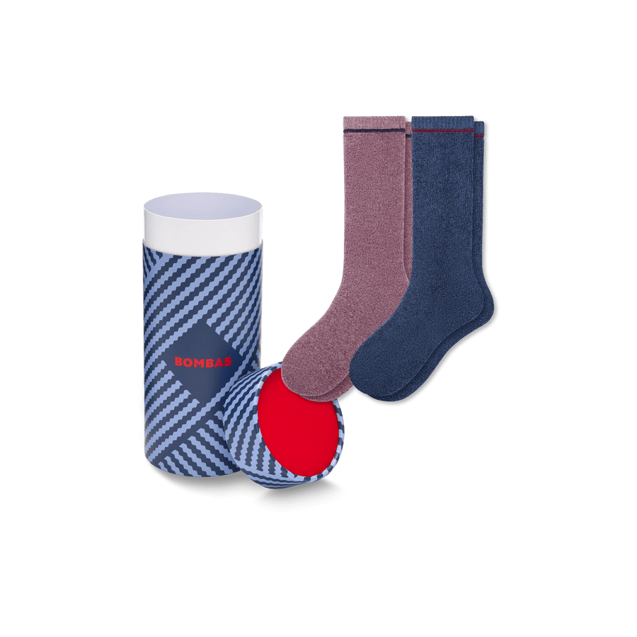 Women's Merino Wool Blend Cozy Sock 2-Pack Gift Box - Easy Closet Wrap