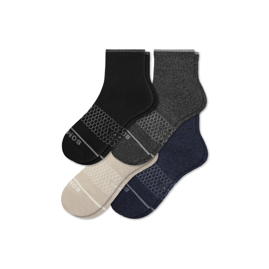 Men's Merino Wool Blend Quarter Sock 4-Pack - Cozy Travel Comfort