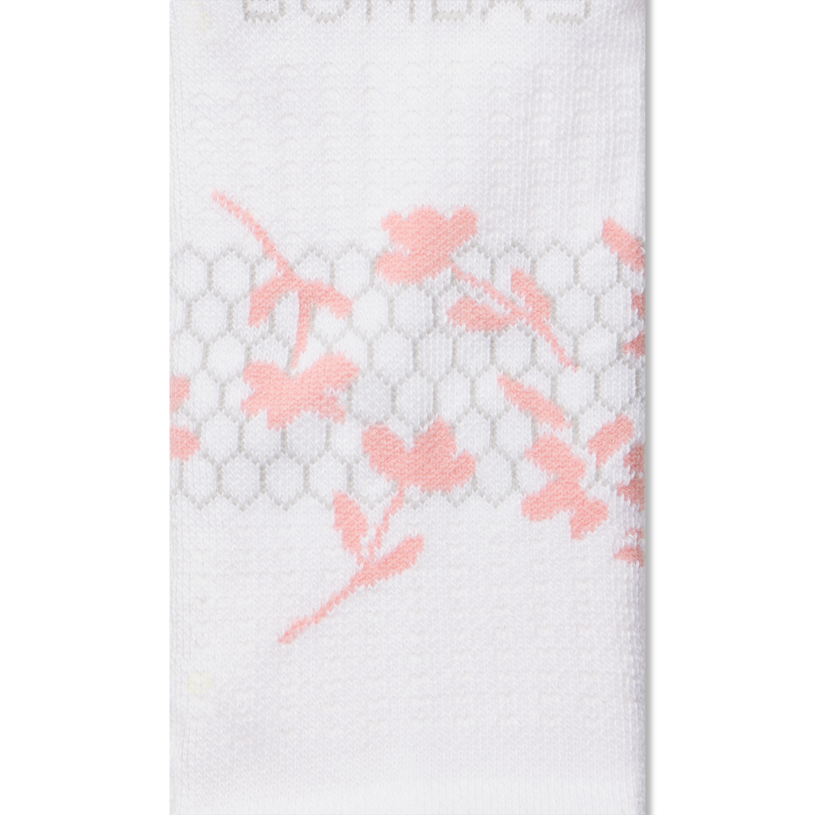 Golf Ankle Socks - White Pink Lily Detail [8911]