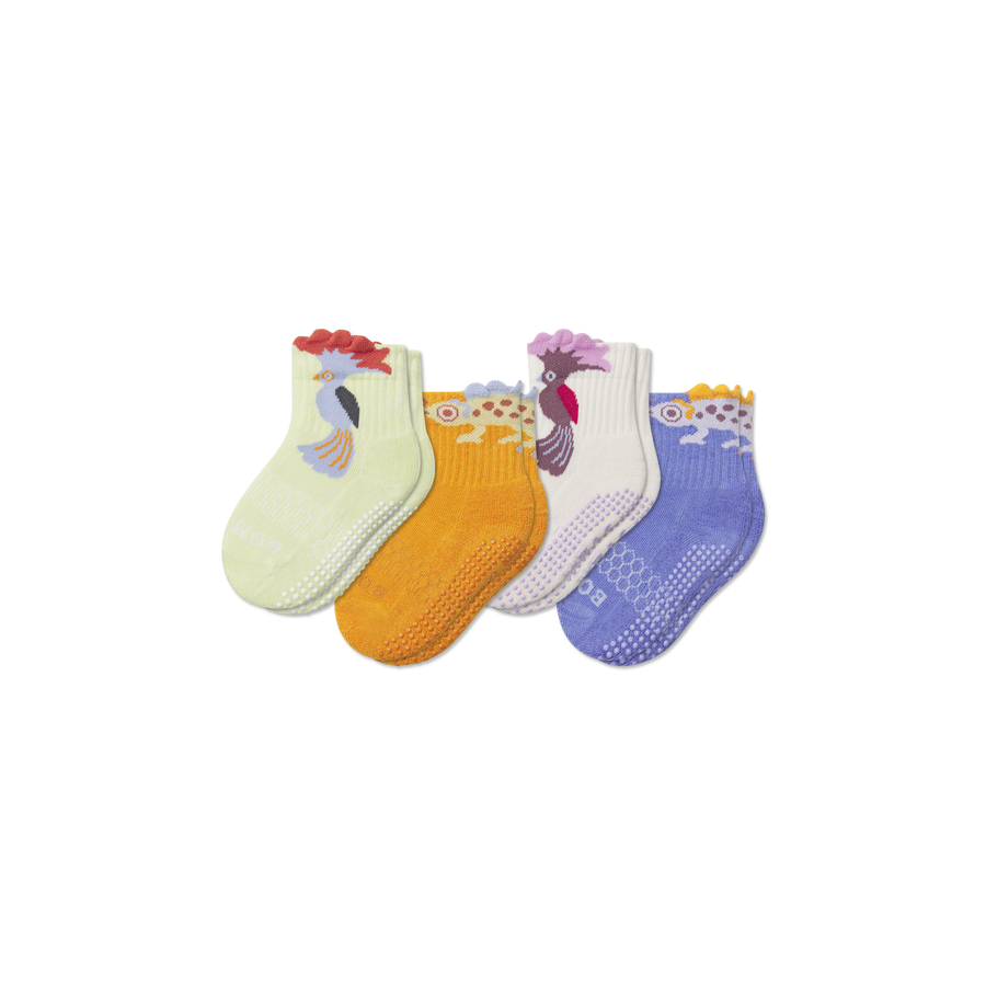 Toddler Rainforest Friends Gripper Calf Sock 4-Pack - Breathable Weekend Wear