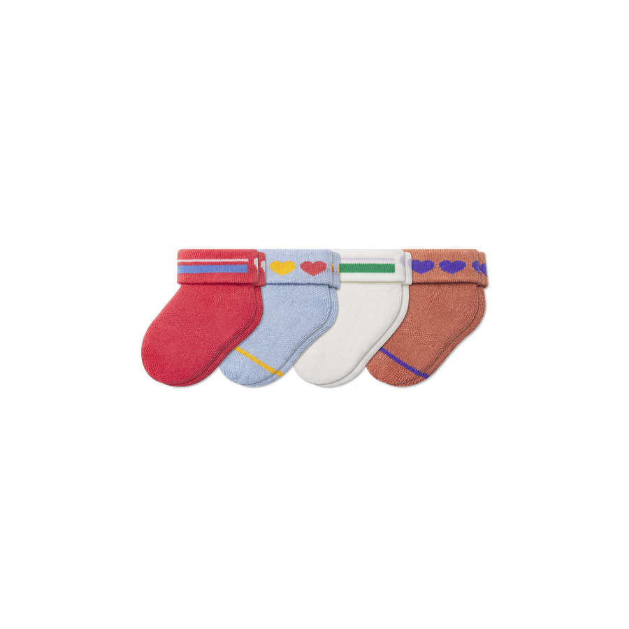 Baby Hearts Sock 4-Pack (0-6 Months) - Easy Crew Step