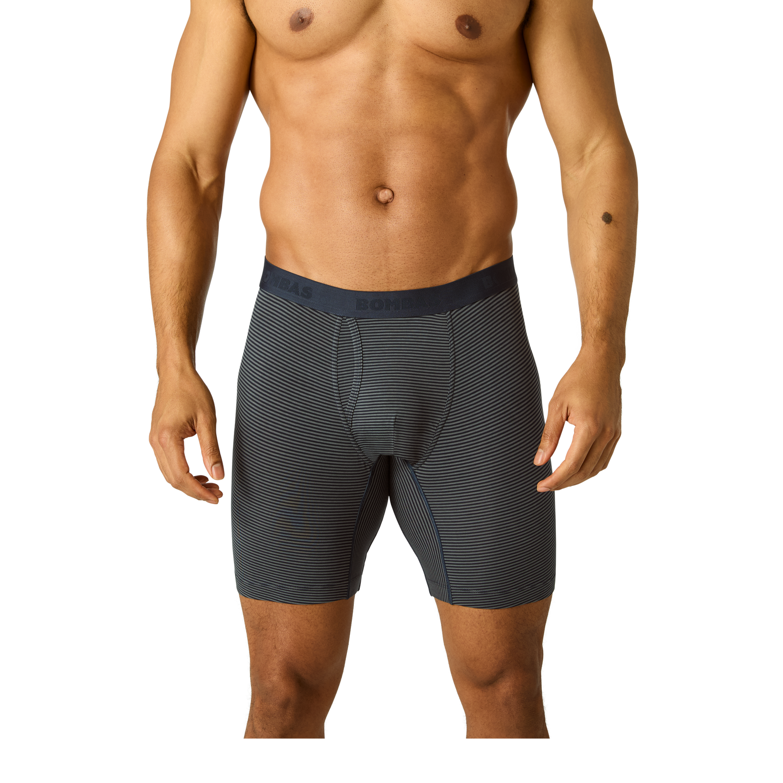 Men's Cotton Modal Blend Long Boxer Brief - Midnight Navy Stripe MO1 [8969]