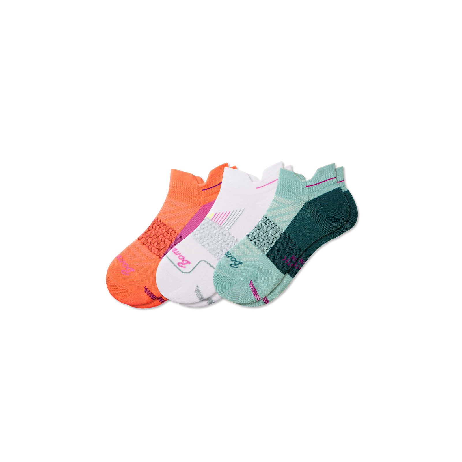 Women's Running Ankle Sock 3-Pack - white peach mix