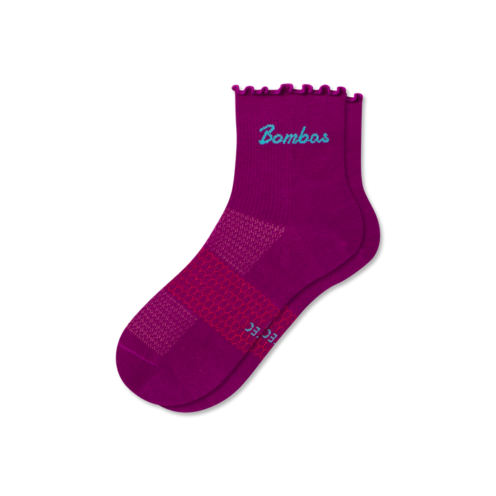Ruffle Athletic Quarter Socks - vivid magenta L [9161]