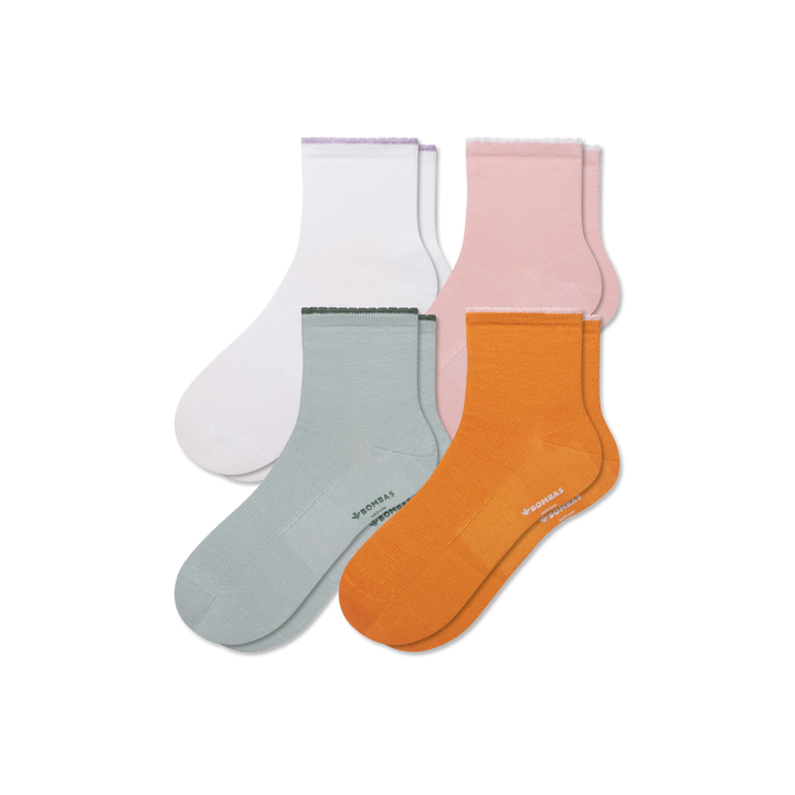 Women’s Scallop Cuff Quarter Sock 4-Pack - misty sky mix [9258]