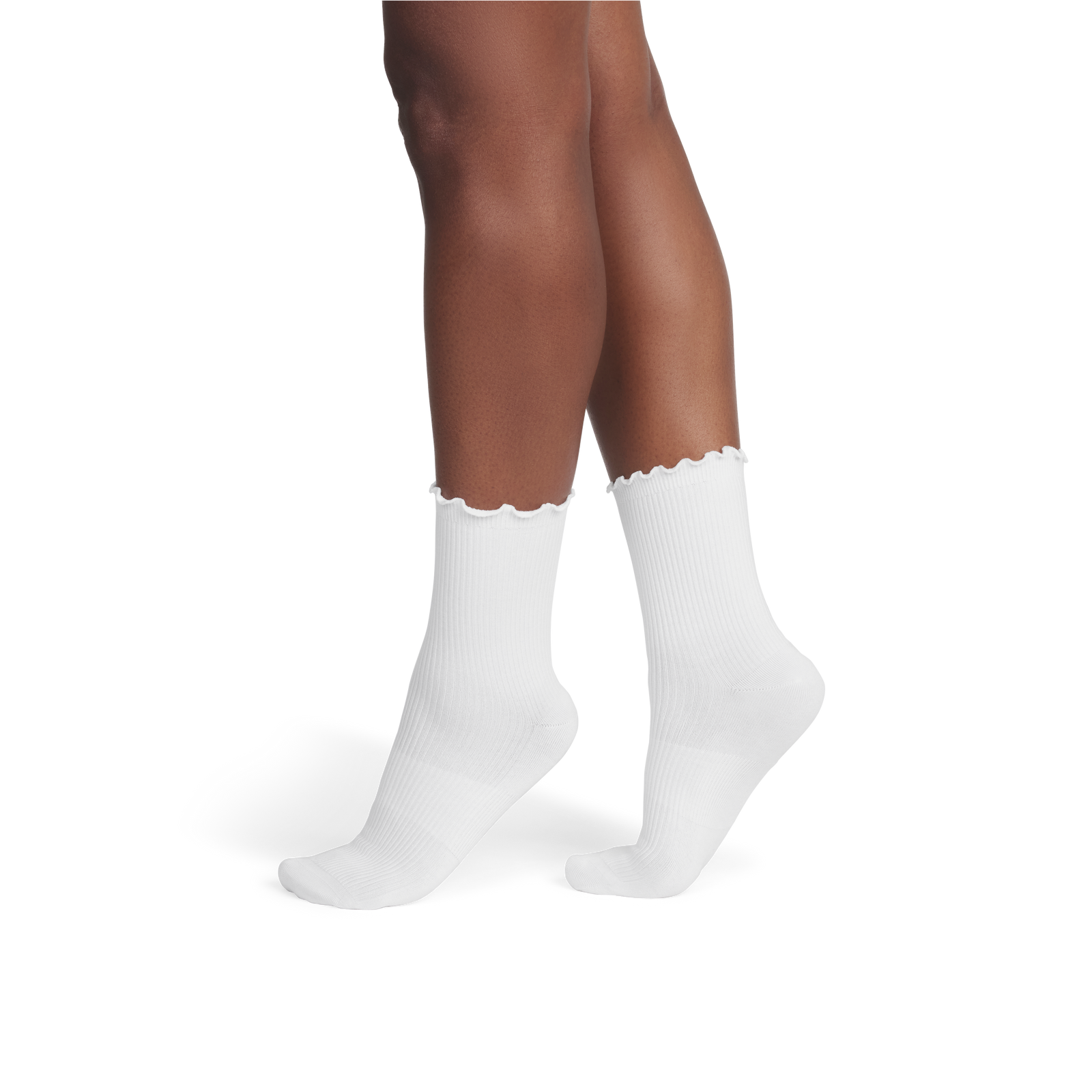 Ruffle Rib Half Calf - White WO2 [9285]