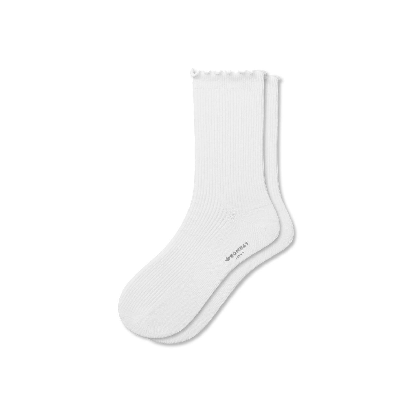 Ruffle Rib Half Calf - White L [9285]