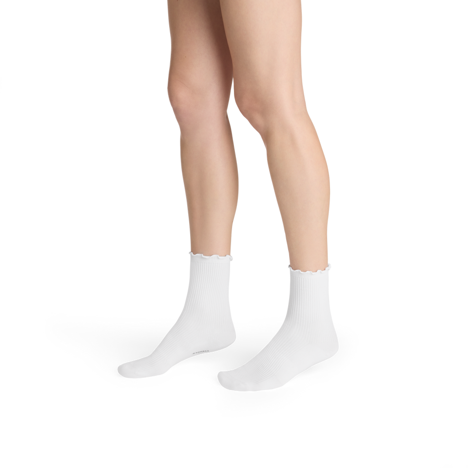 Ruffle Rib Half Calf Sock - white WO1 [9385]