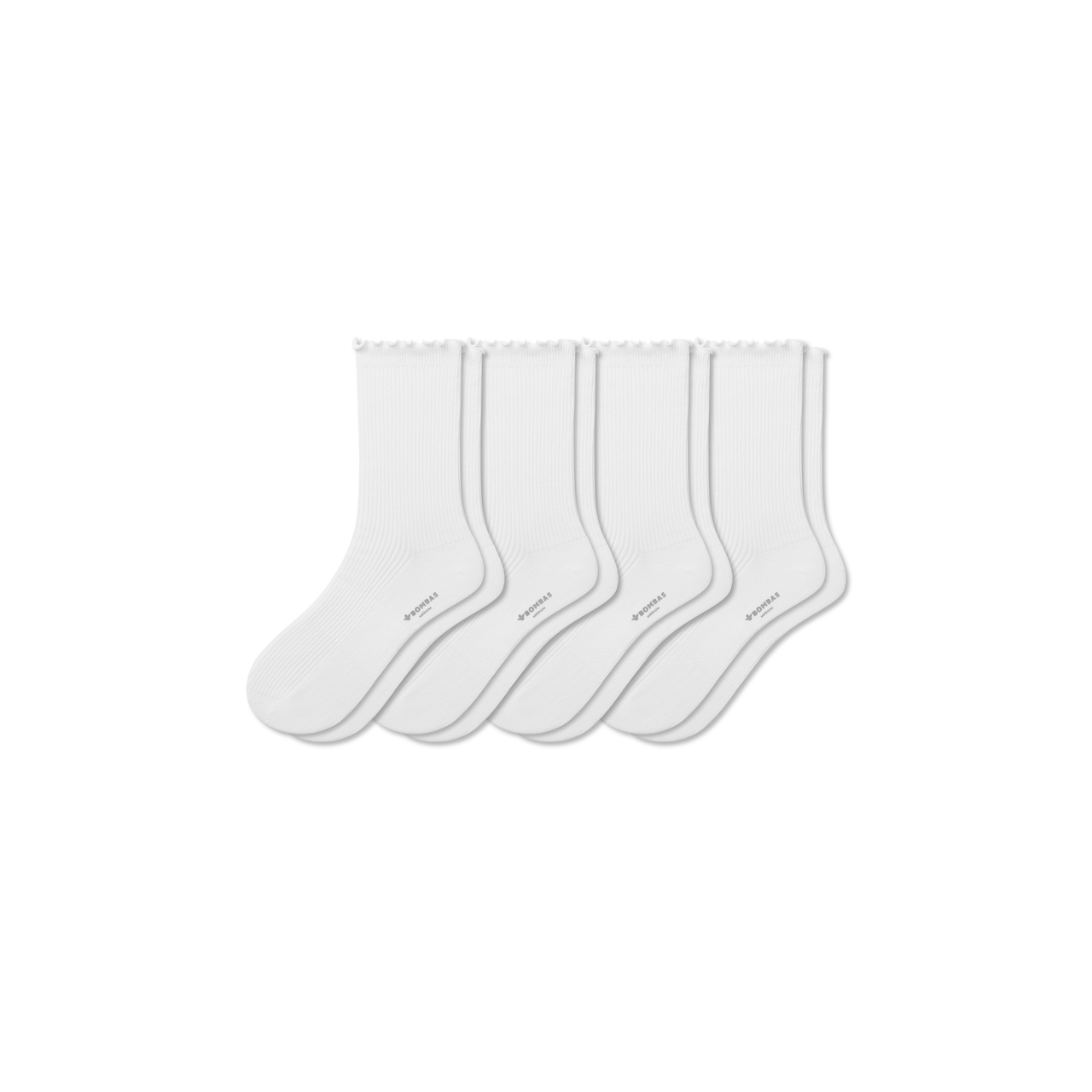 Women's Ruffle Rib Half Calf Sock 4-Pack - White