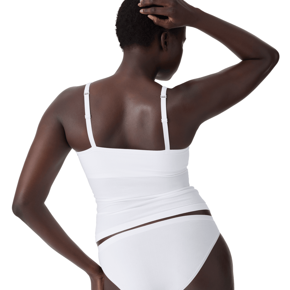 Women's Built-in Bra Seamless Cami - White WO2 [9349]