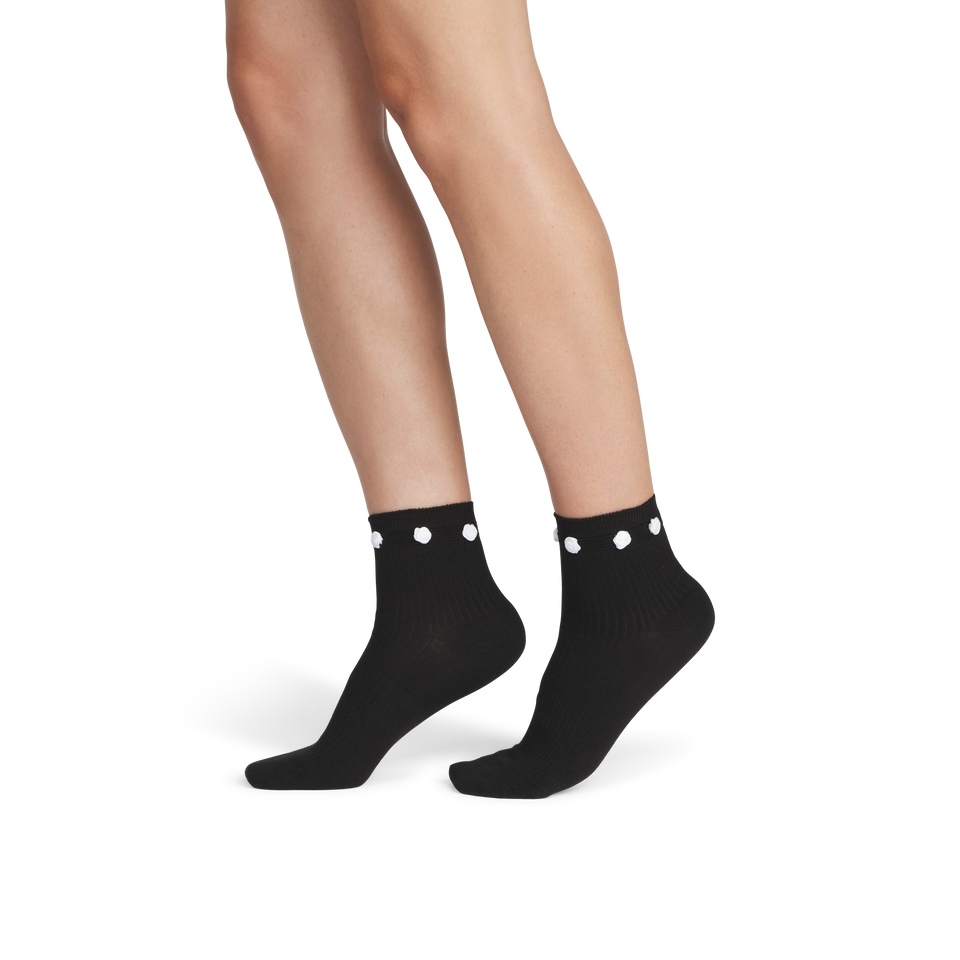 Lightweight Rosette Quarter Socks - Black WO2 [9368]