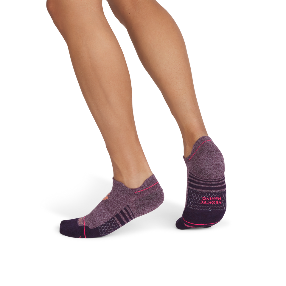 Merino Wool Blend Athletic Ankle Socks - maroon ember muted mauve MO1 [9711]