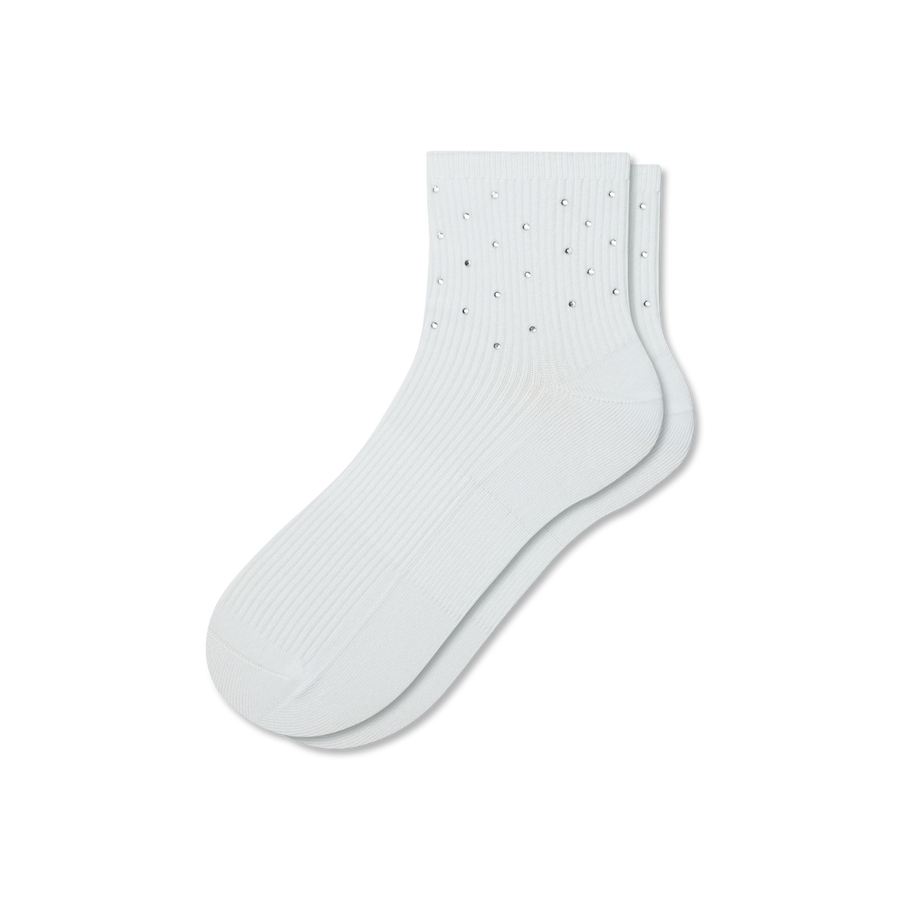 Women’s Rhinestone Rib Quarter Socks - Easy Recovery Step