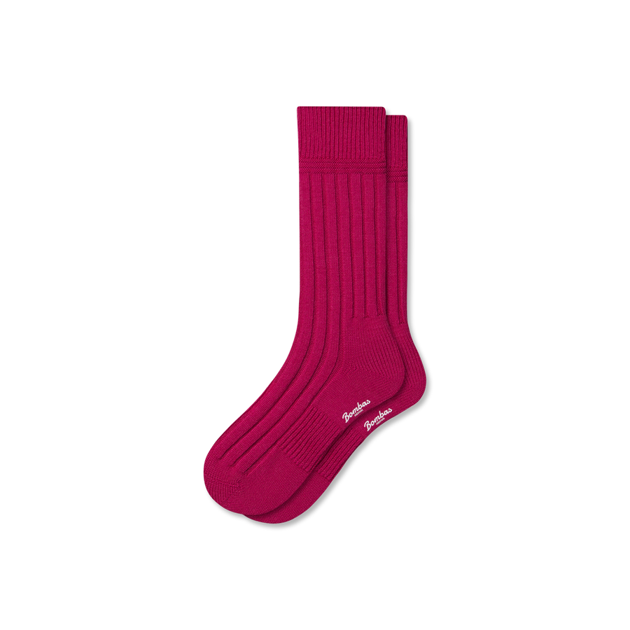 Women's Merino Cashmere Blend Rib Calf Socks - Cushion Support
