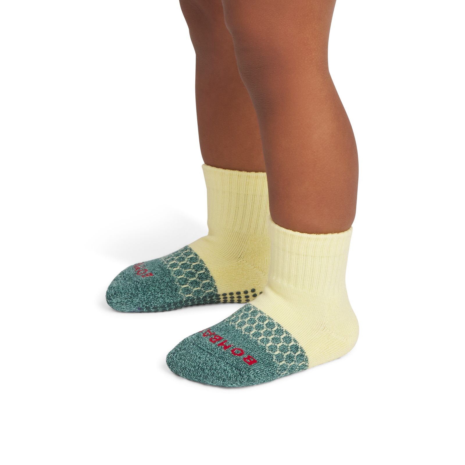 Toddler Gripper Calf Socks - Celadon Pale Yellow OM1