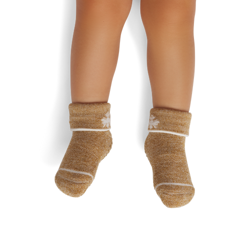 Merino Wool Blend Calf Sock - desert khaki soft white OM1
