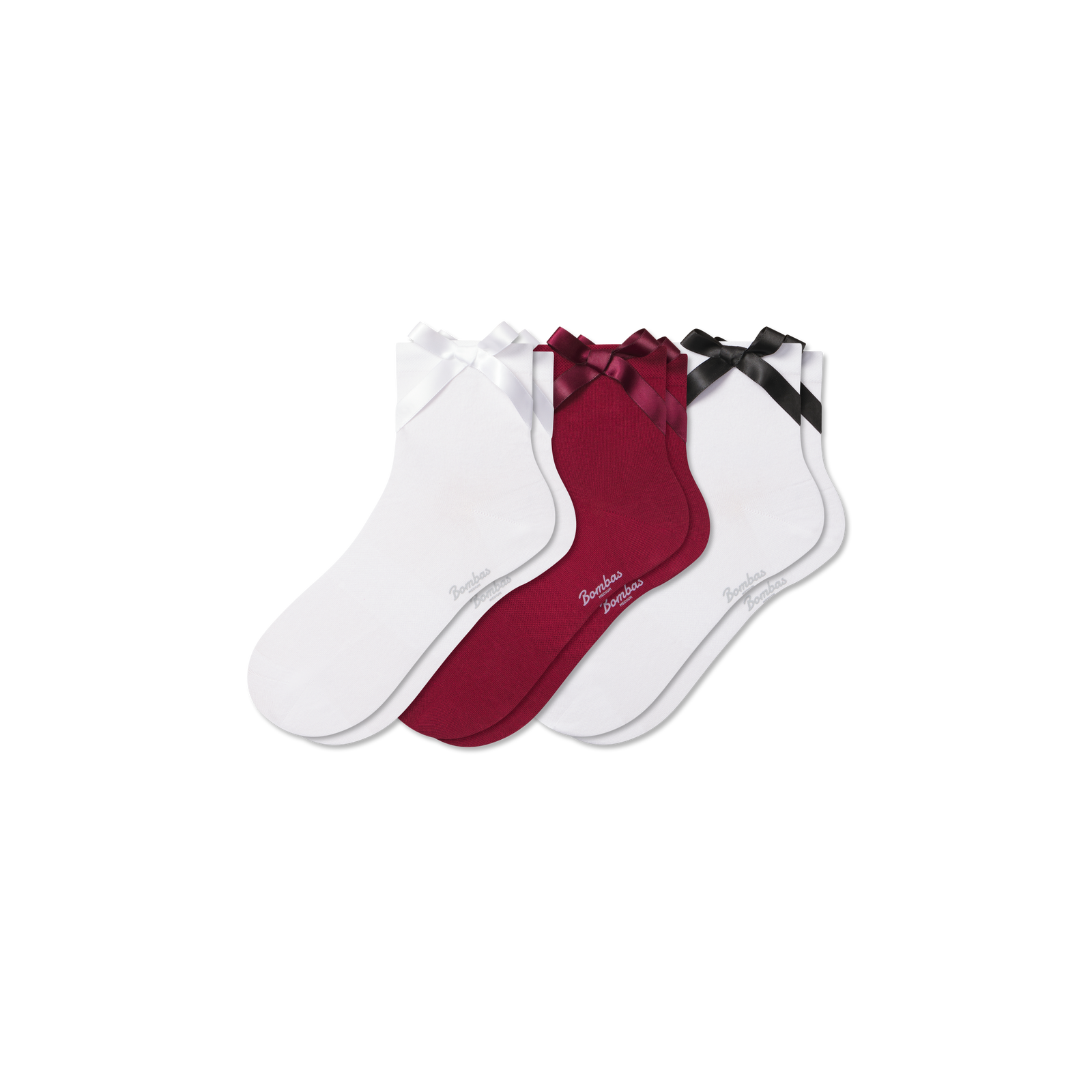 Lightweight Bow Quarter Socks - white red mix L [9916]