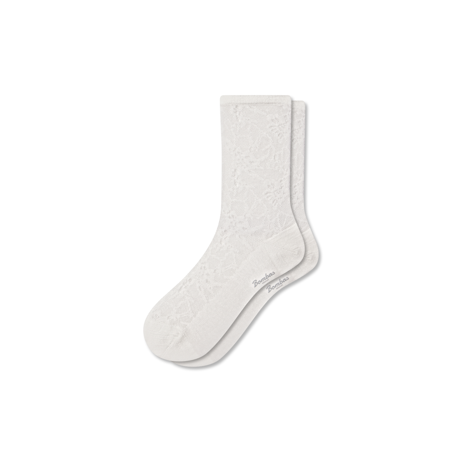 Women’s Floral Lace Half Calf Socks - soft white L [9996]