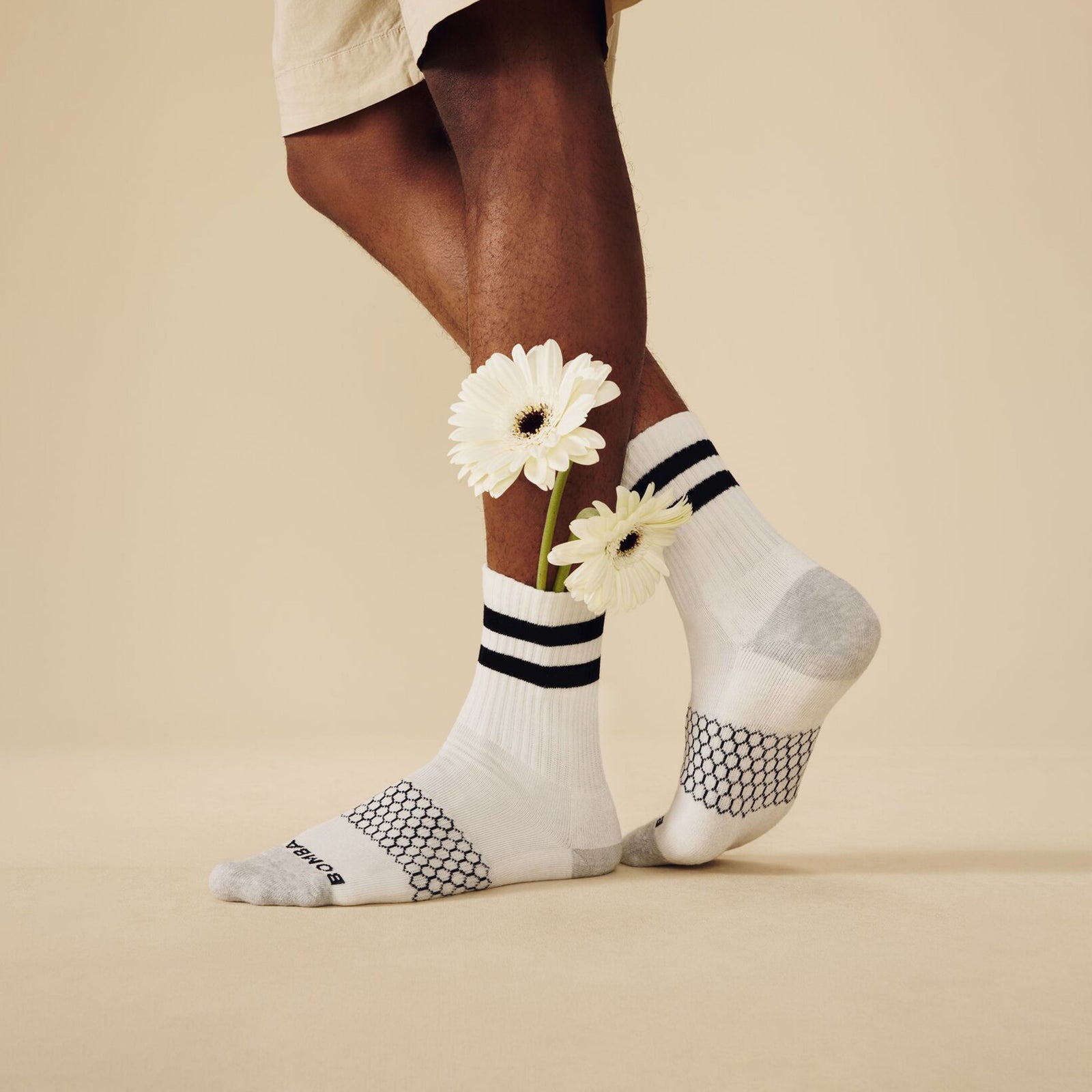 Men's Vintage Stripes Half Calf Socks - Black MO1 [Lifestyle]