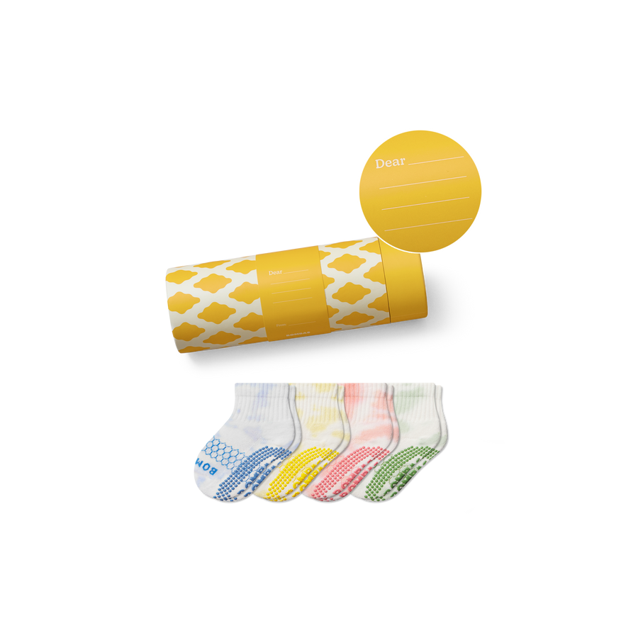 Toddler Celebration Gripper Calf Sock 4-Pack Gift Box - Easy Home Wrap