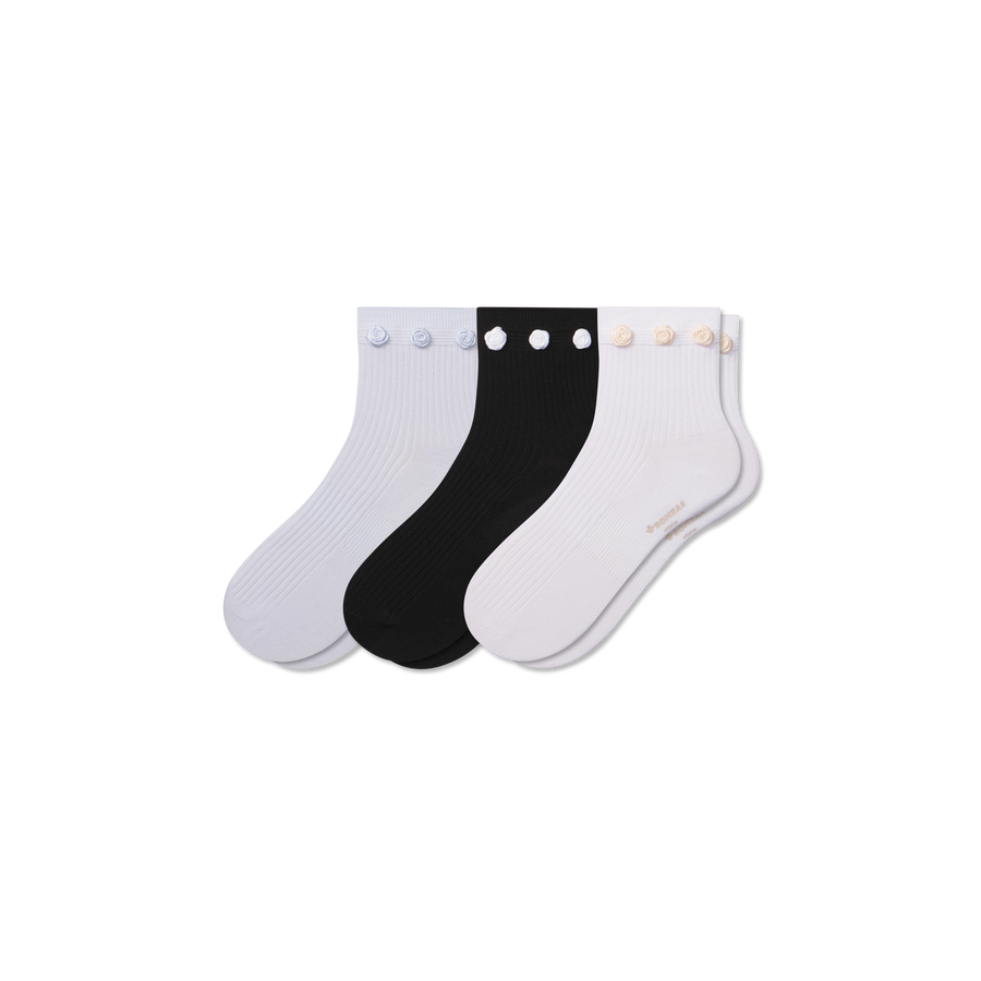Women's Rosette True Rib Quarter Sock 3-Pack - Trail Recovery Pair