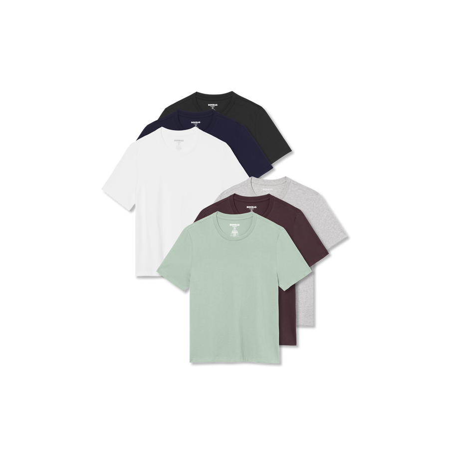 Women's Pima Cotton Crew Neck T-Shirt 6-Pack - Relaxed Fit