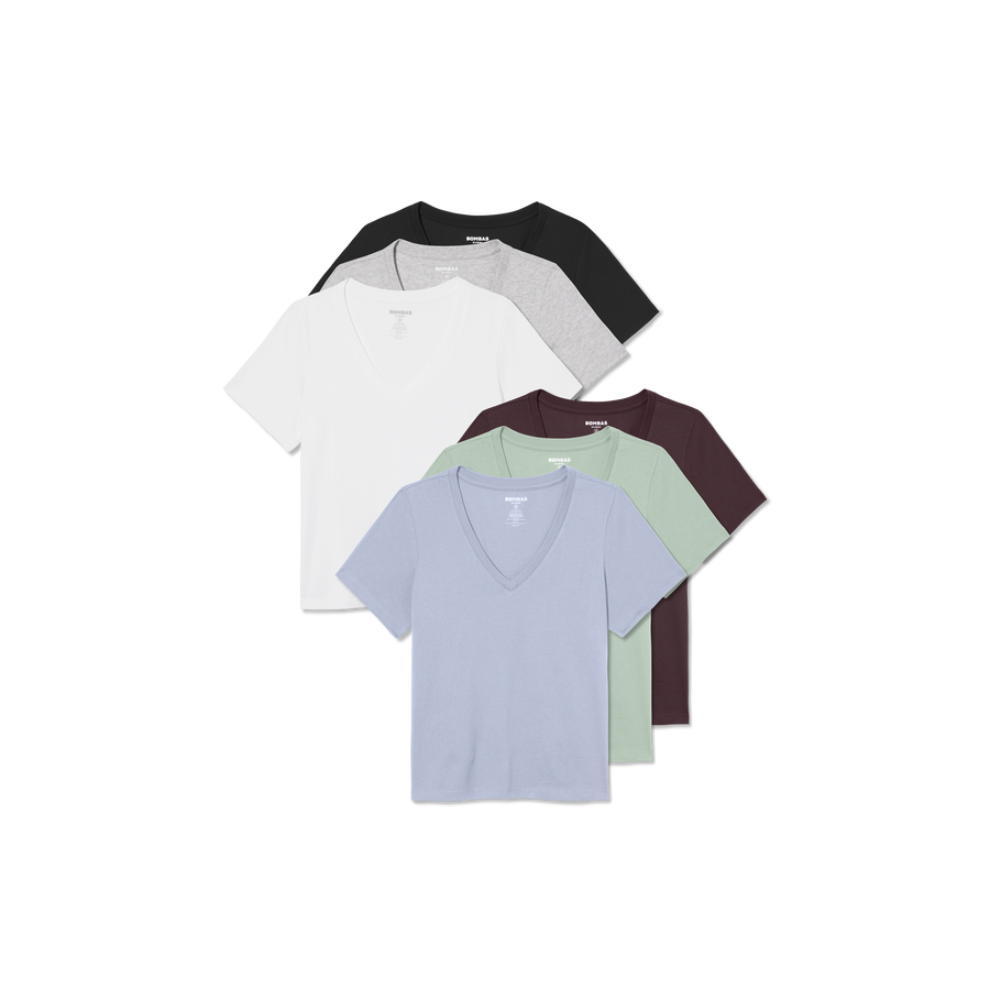 Women's Pima Cotton V-Neck T-Shirt 6-Pack - Gift Layer