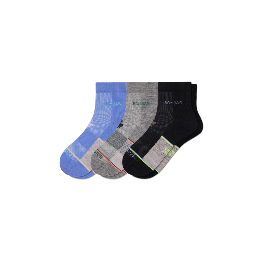 Men's UltraLite Sport Merino Wool Blend Quarter Sock 3-Pack - Comfort Office Cushion