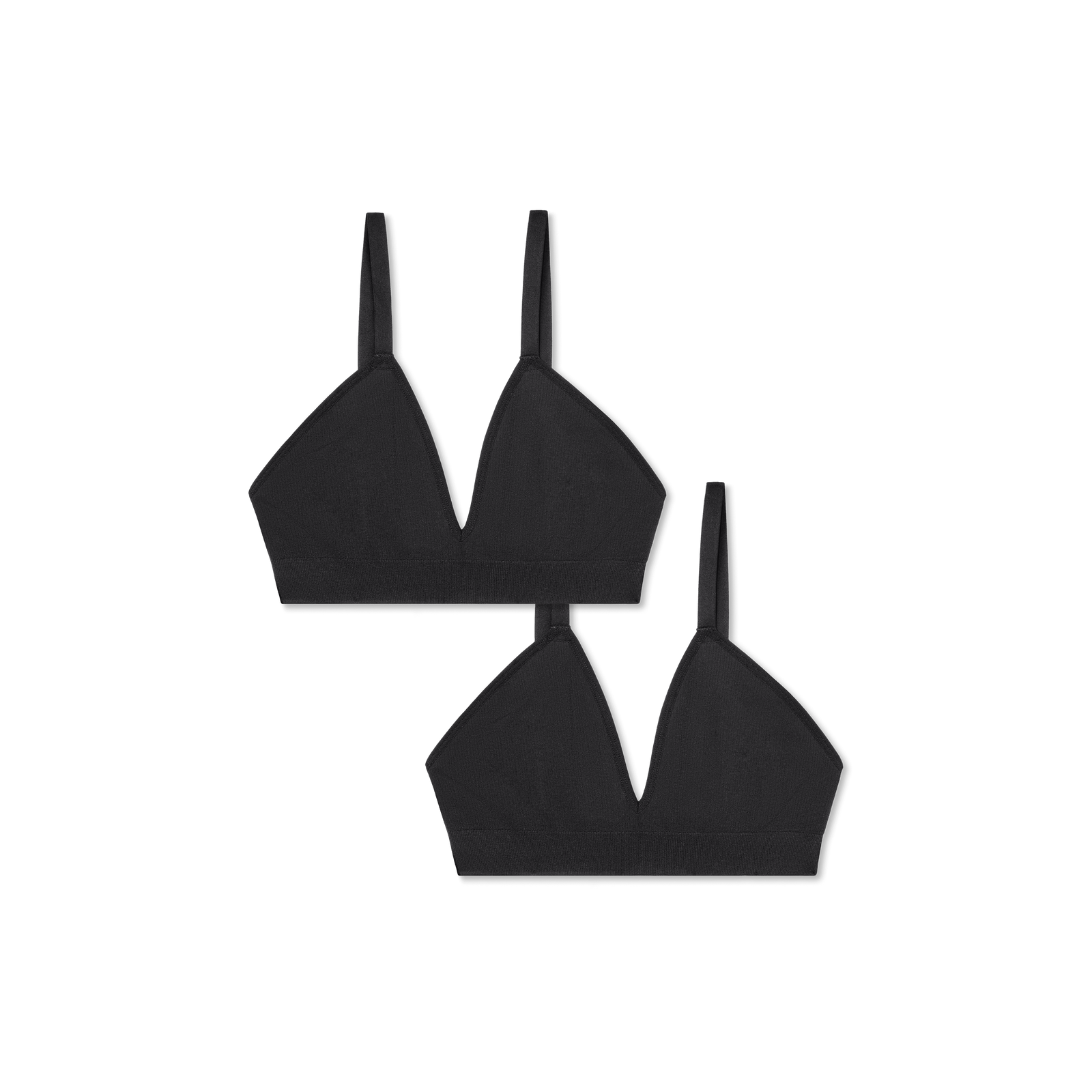 Women's Ribbed Seamless Triangle Bralette 2-Pack - Black L