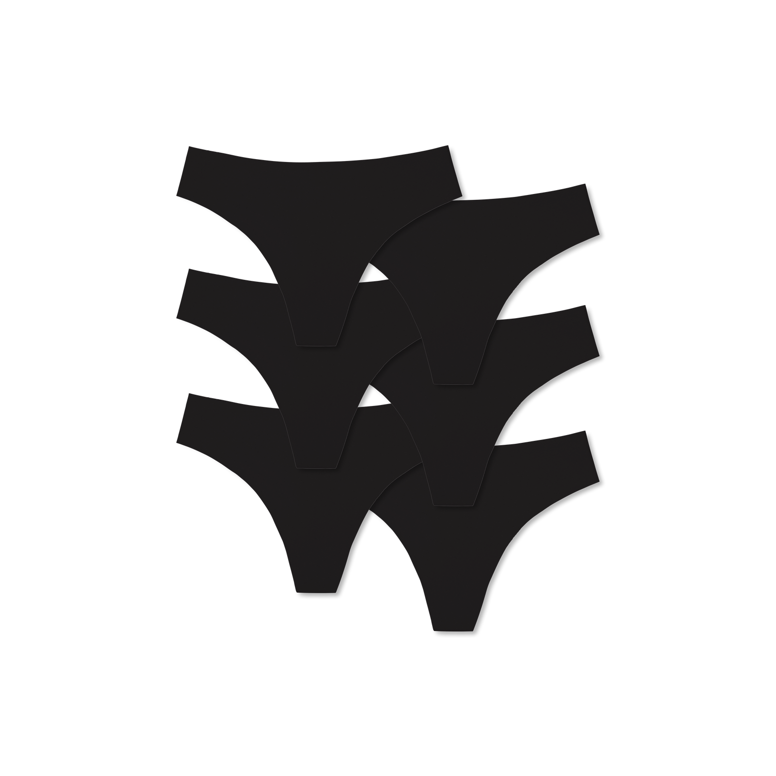 Women's No Show Thong 6-Pack - Black L