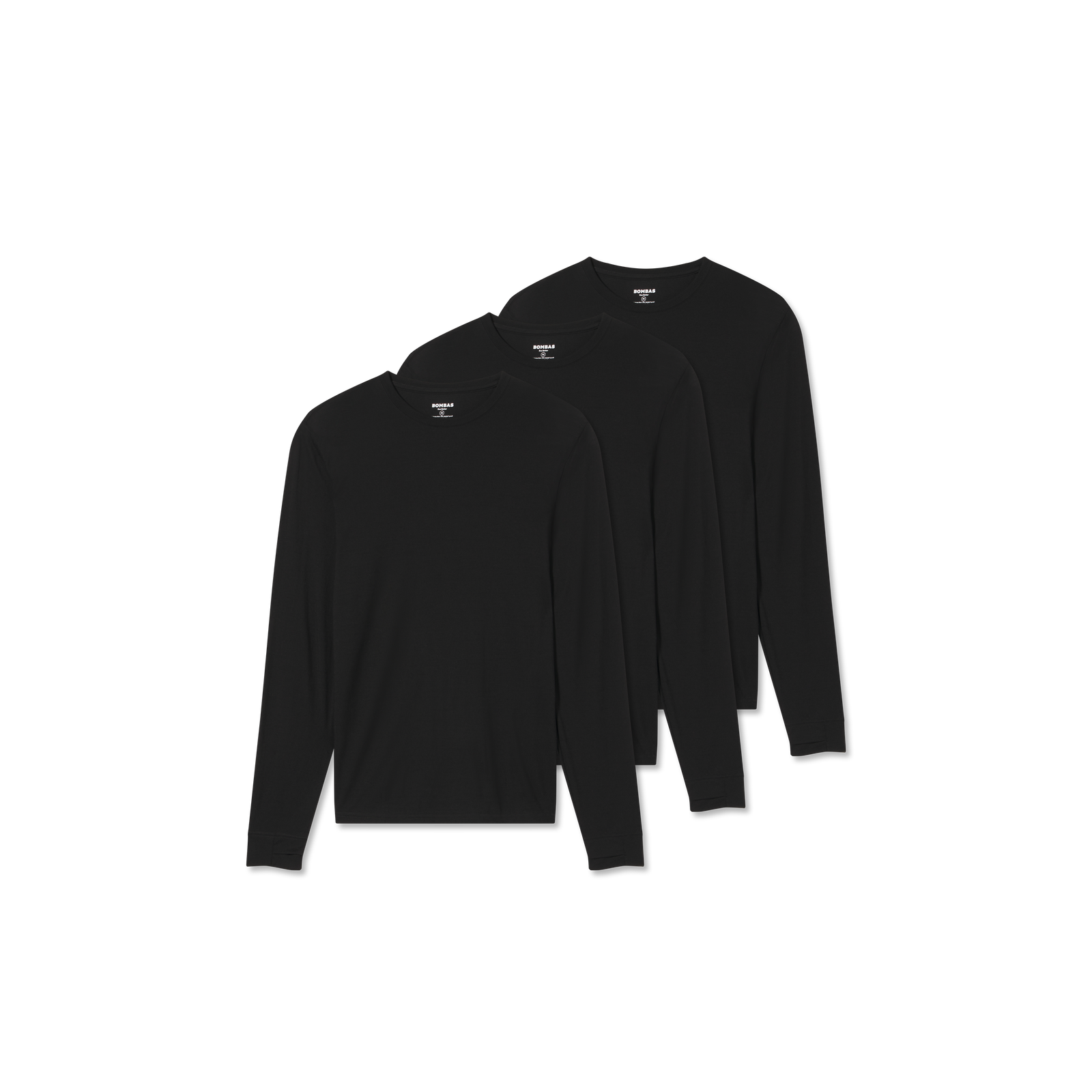 Men's Merino Wool Blend Crew Neck Long Sleeve T-Shirt 3-Pack - Black L