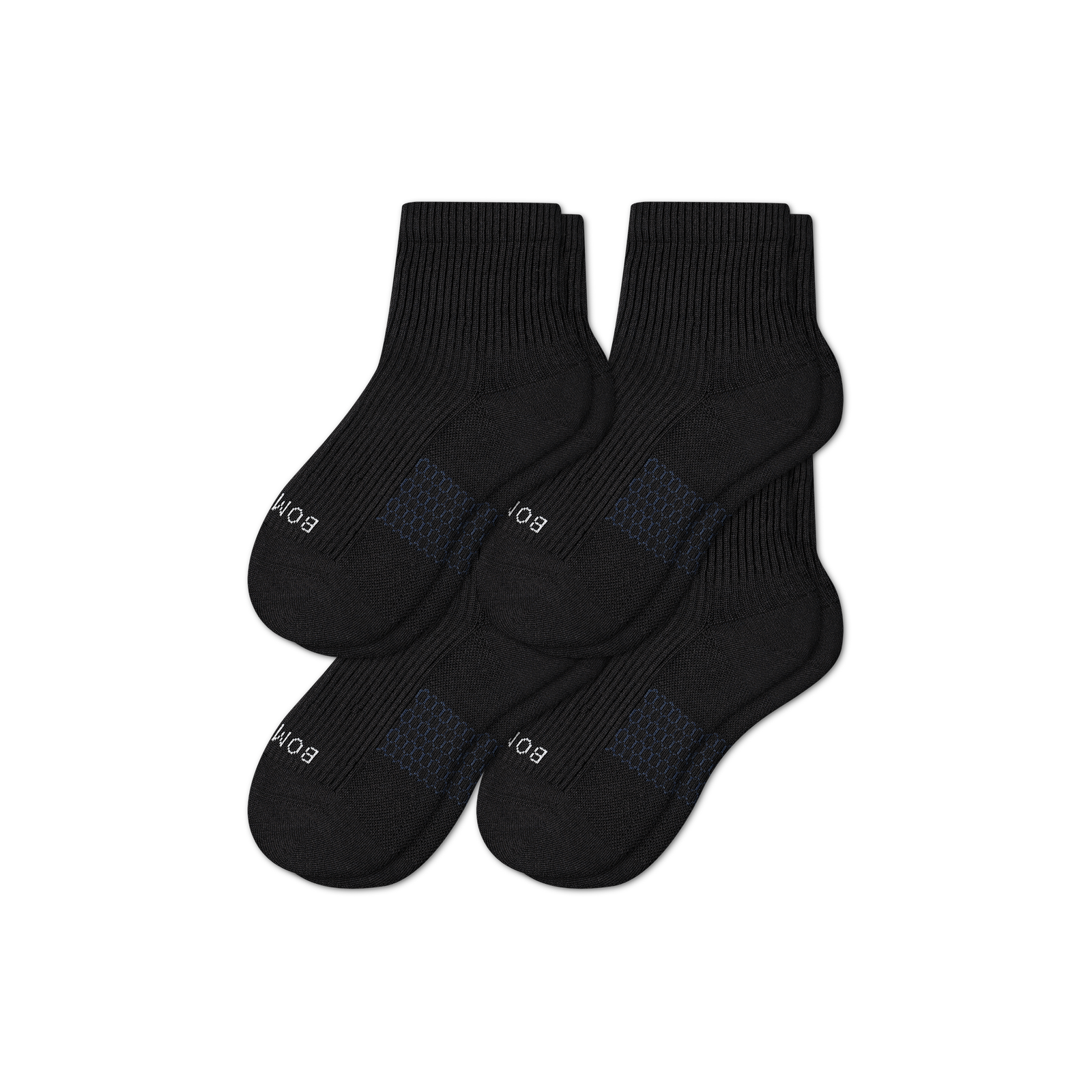Men's Hybrid Rib Quarter Sock Black 4-Pack