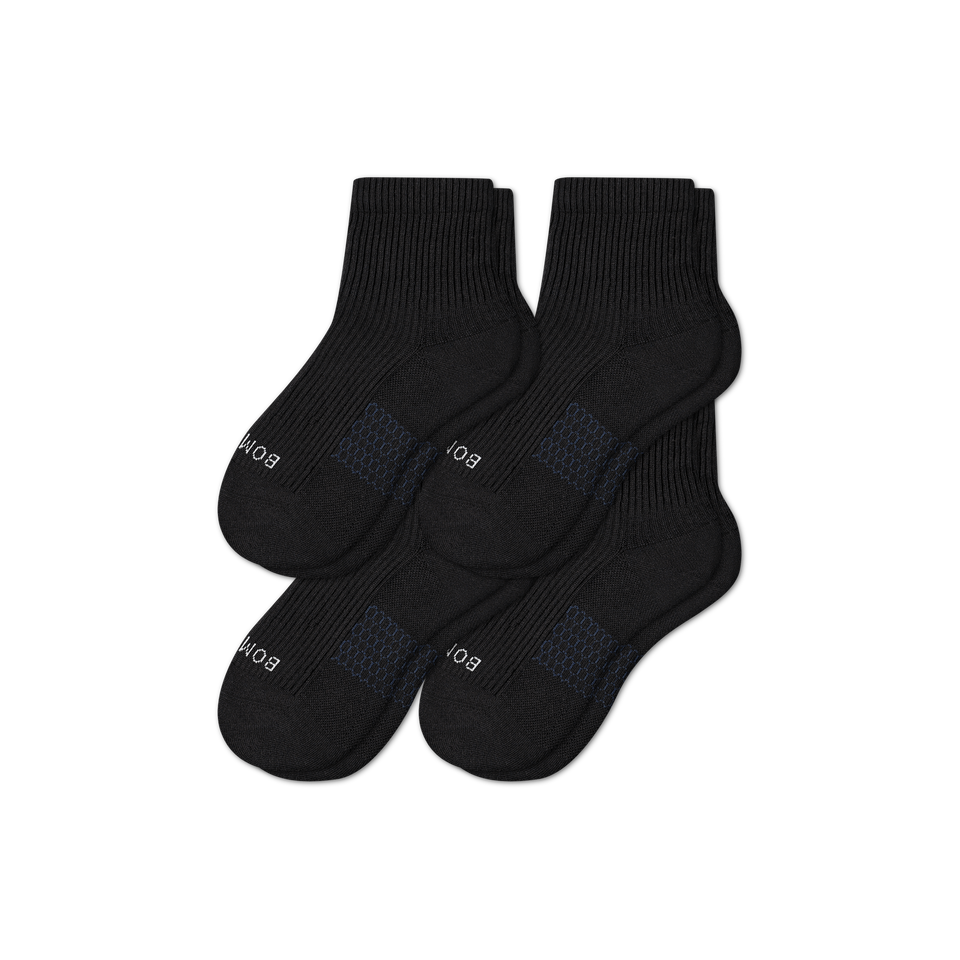 Men's Hybrid Rib Quarter Sock Black 4-Pack