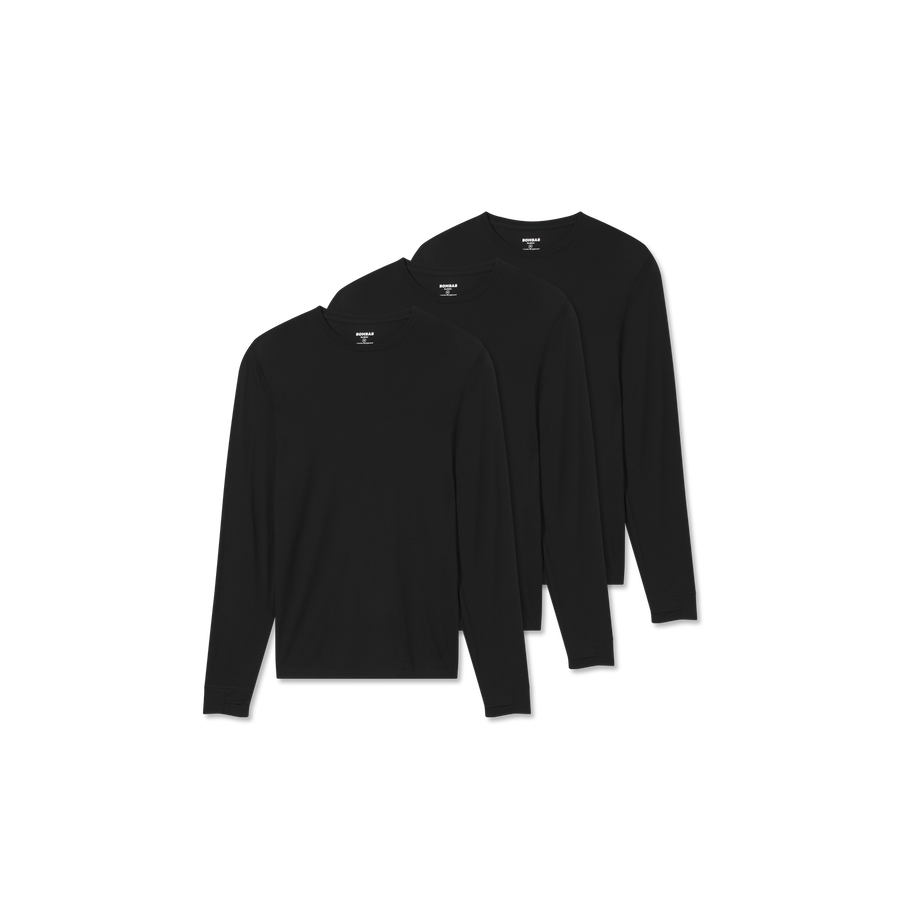 Men's Merino Wool Blend Crew Neck Long Sleeve T-Shirt 3-Pack - Dynamic Race Flow