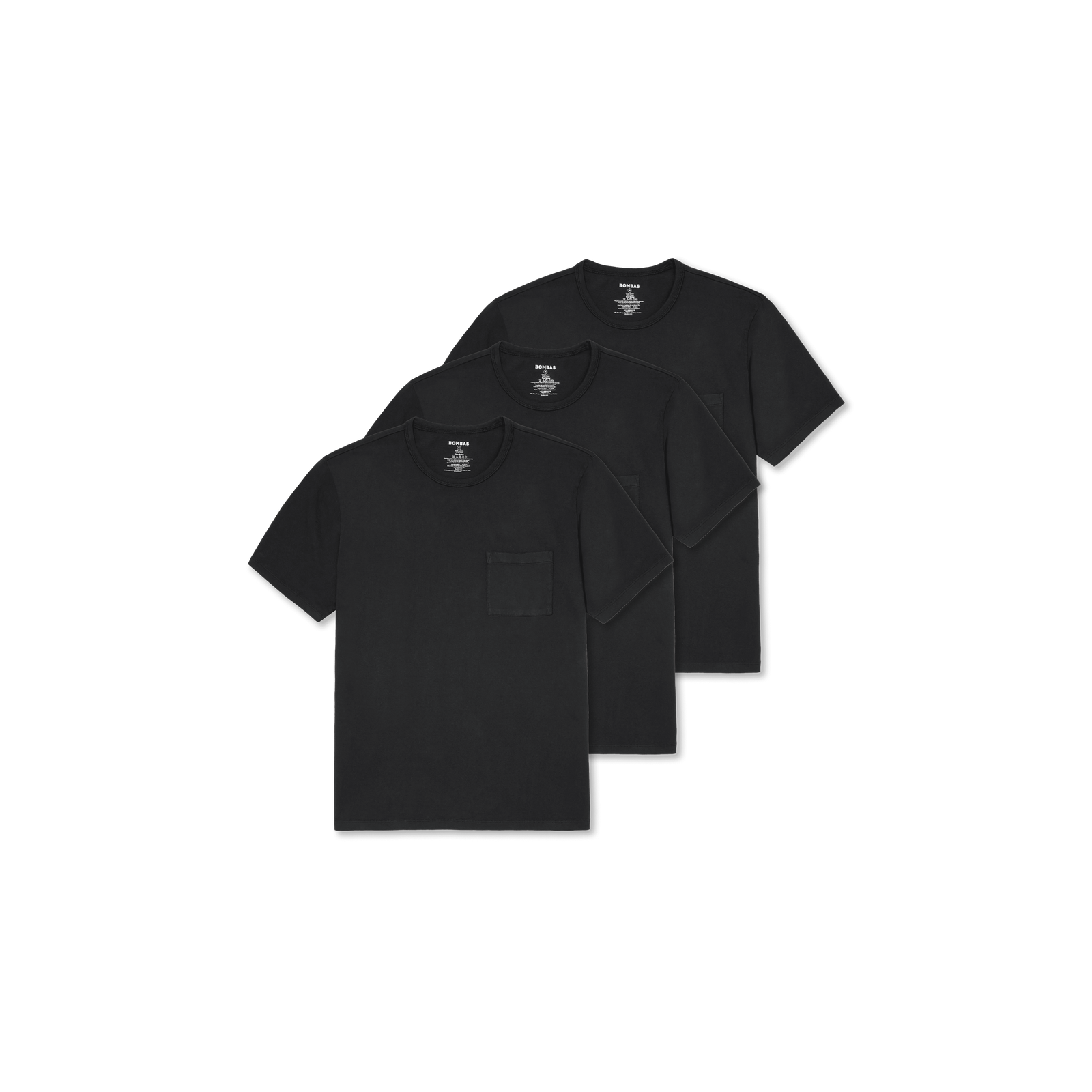 Men's Premium Weight Pocket Crew Neck T-Shirt 3-Pack - Black L [7248]