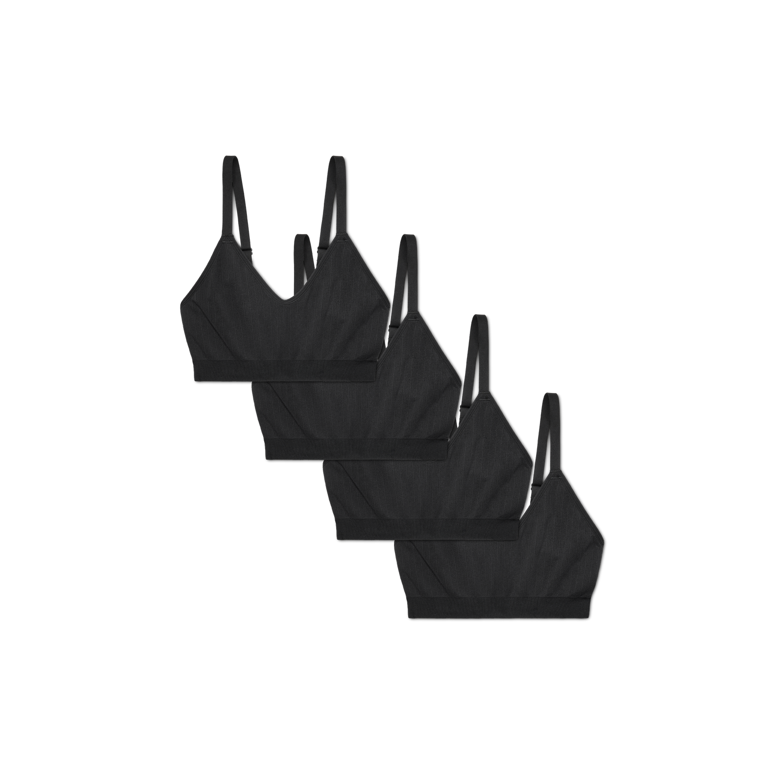Women's Seamless Scoop Bralette 4-Pack - Black L