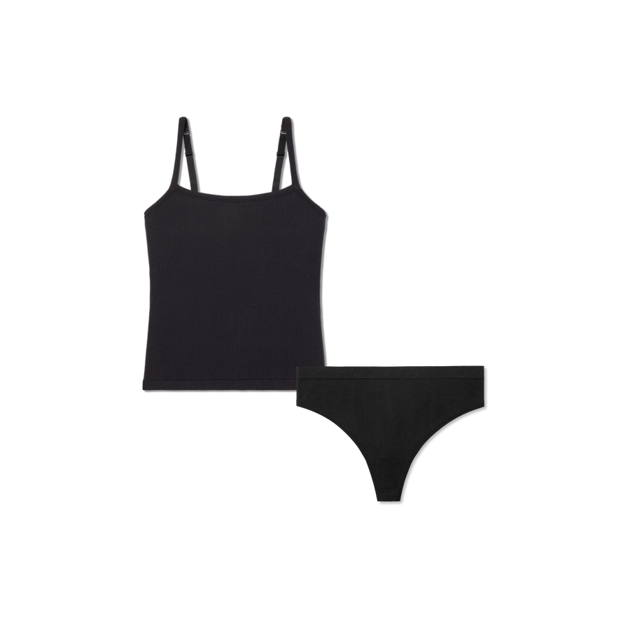 Women's Built-In Bra Seamless Cami + Thong Pack - Soft Layer Support