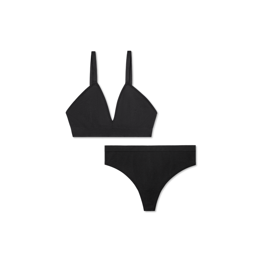 Women's Seamless Triangle Bralette + Thong Pack - Soft Studio Support