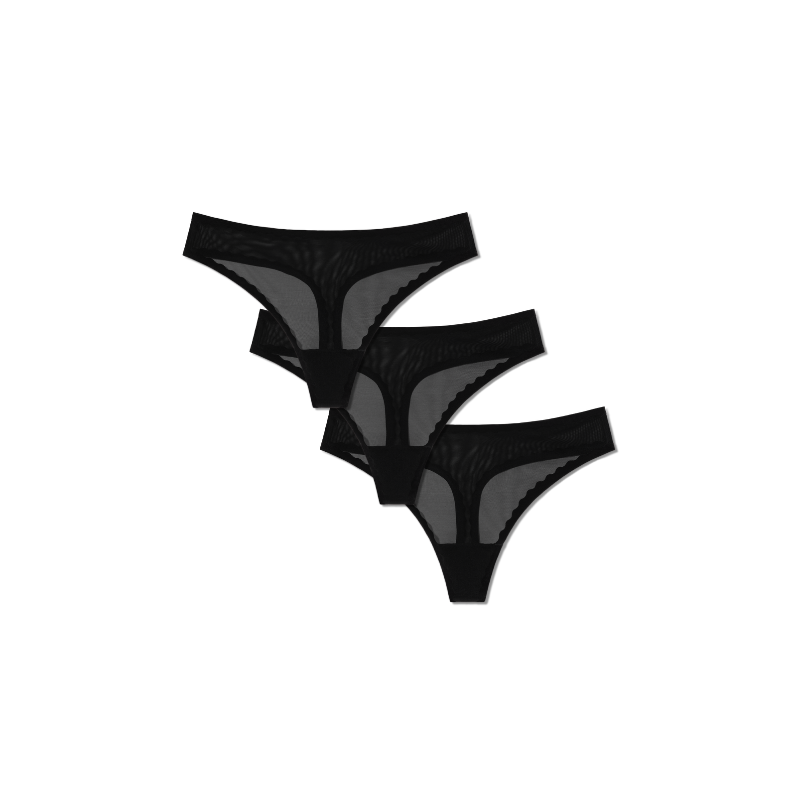 Women's SoftMesh Thong 3-Pack - Black L