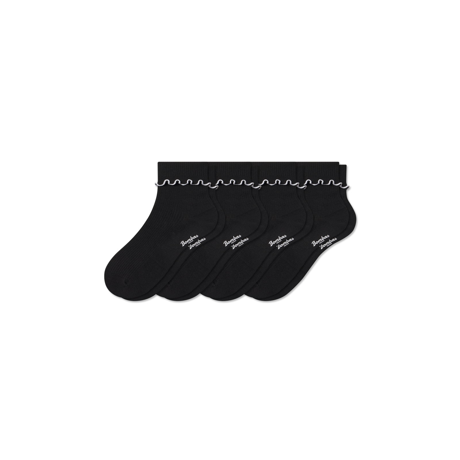 Women's Ruffle Rib Half Calf Sock 4-Pack - Black Mix L