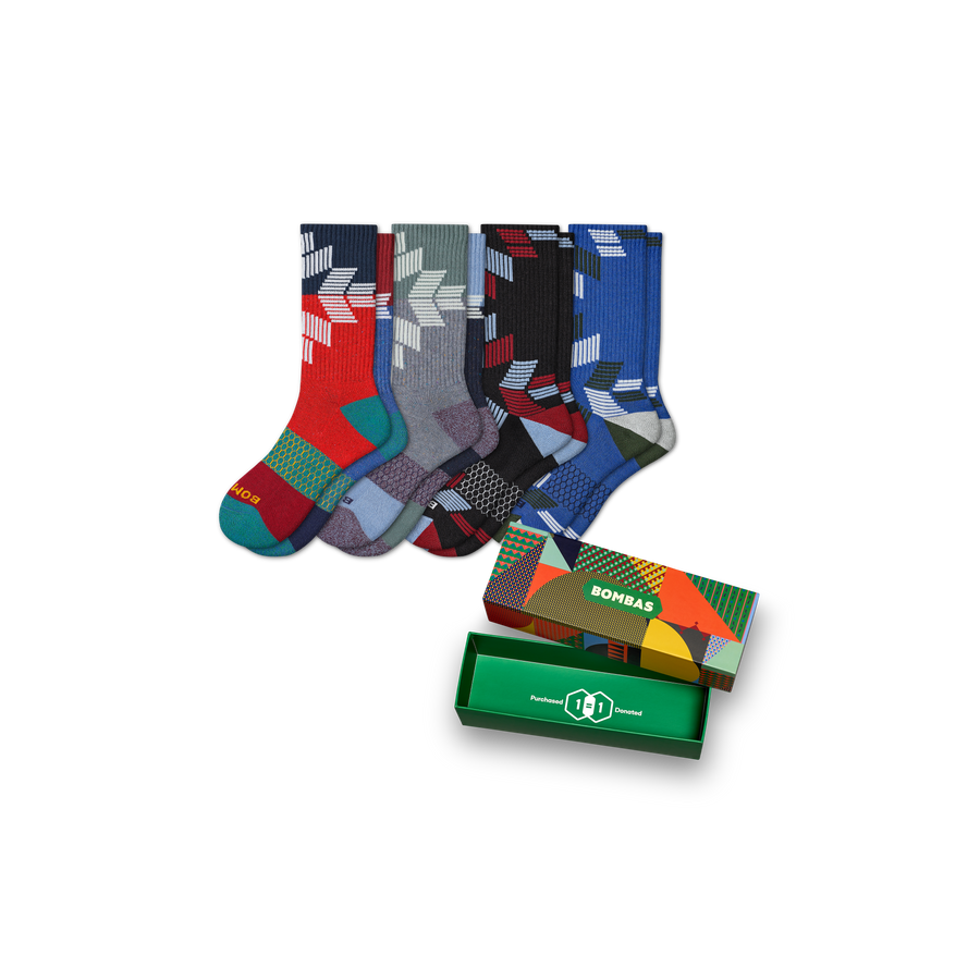 Men's Snowflake Calf Sock 4-Pack Gift Box - Weekend Carry Wrap