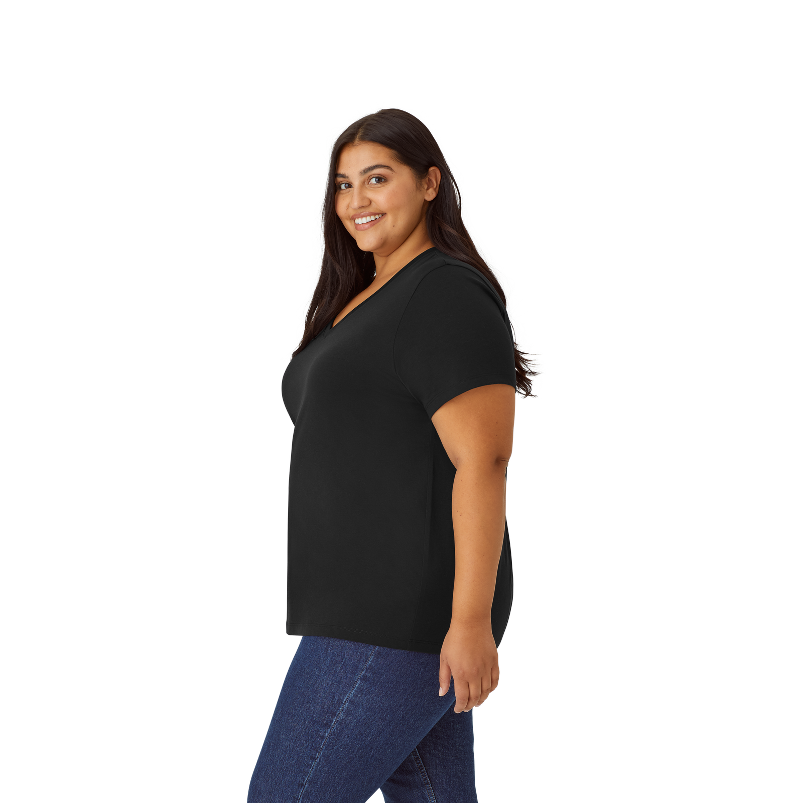 Women's Pima Cotton V-Neck T-Shirt 6-Pack - black - 35