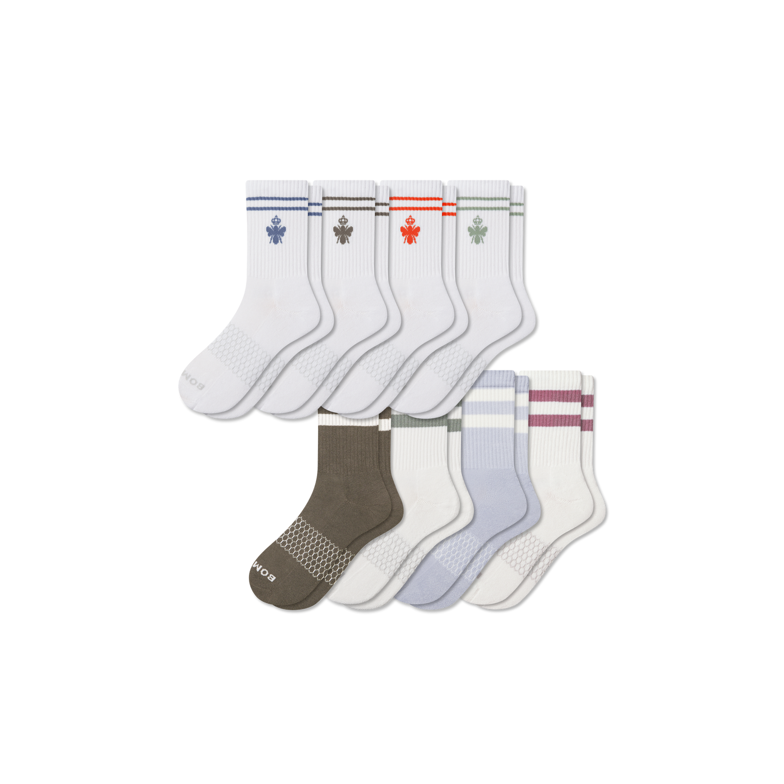 Half Calf Sock 8-Pack - Blue Stripe Mix L