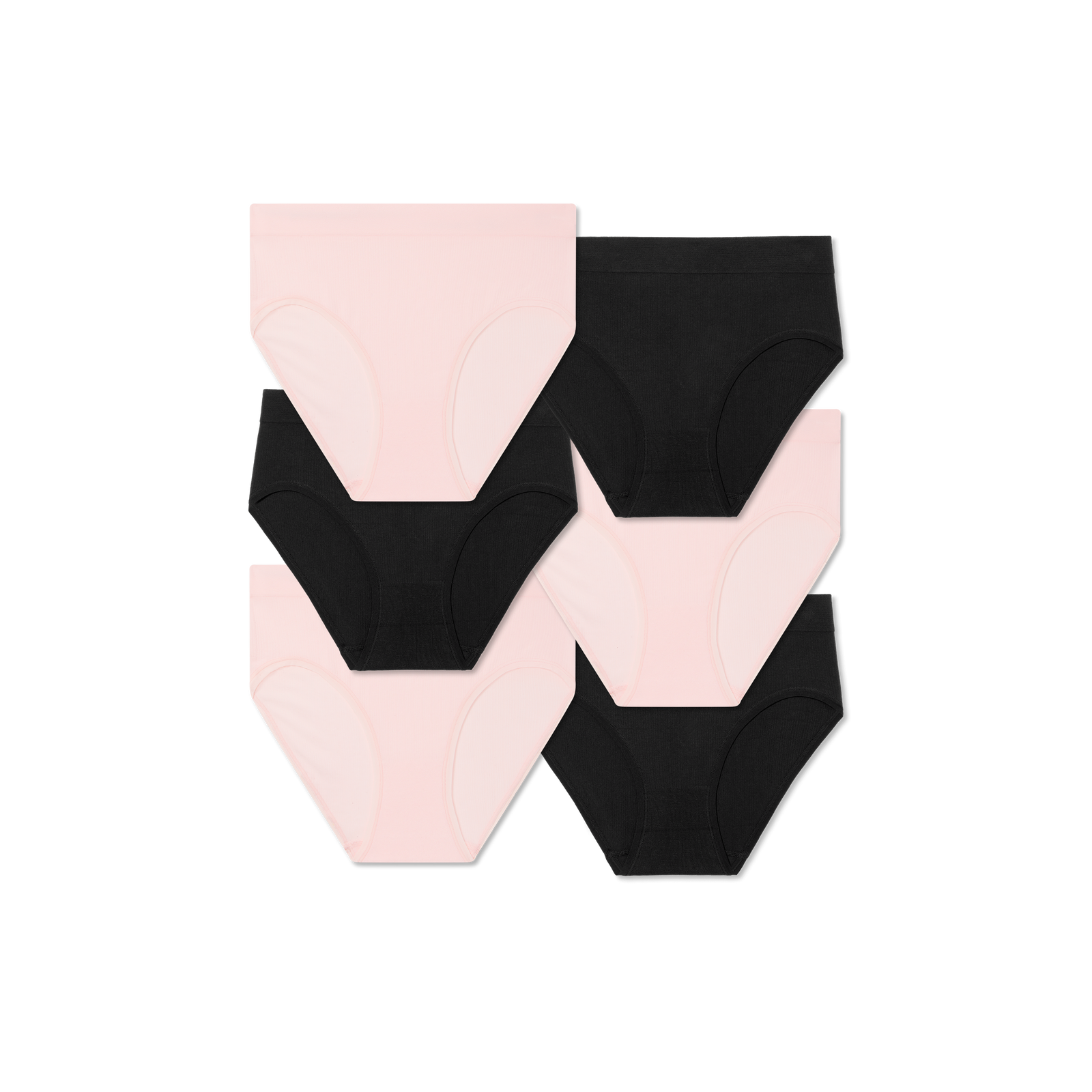 Women's Seamless High Rise Brief 6-Pack - Blush Black L